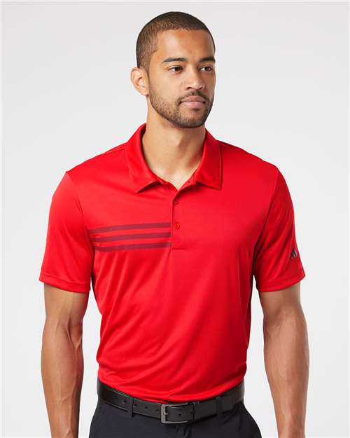 Adidas A324 Men's 3-Stripes Chest Polo - Collegiate Red/ Black - model front