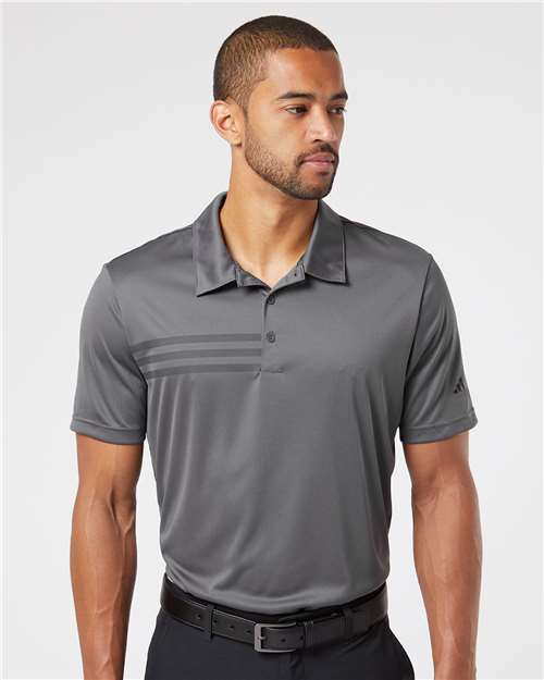 Adidas A324 Men's 3-Stripes Chest Polo - Grey Five/ Black - model front