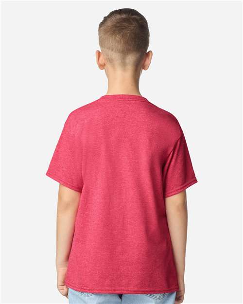 Gildan 5000B Youth Heavy Cotton T-Shirt - Heather Red - model back