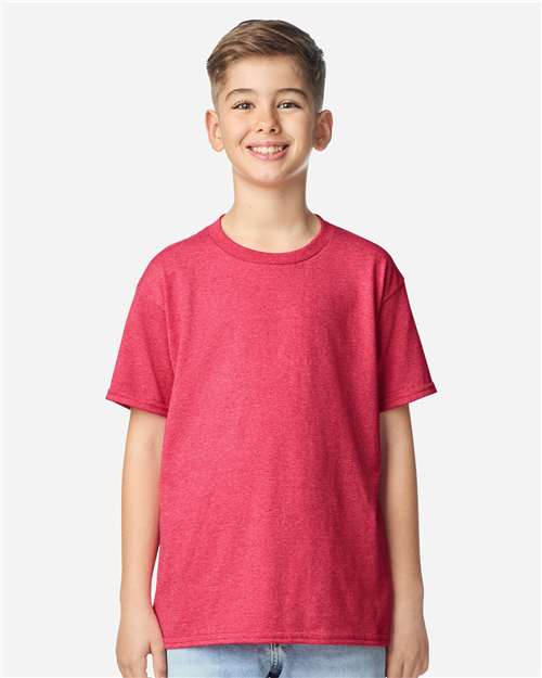 Gildan 5000B Youth Heavy Cotton T-Shirt - Heather Red - model front