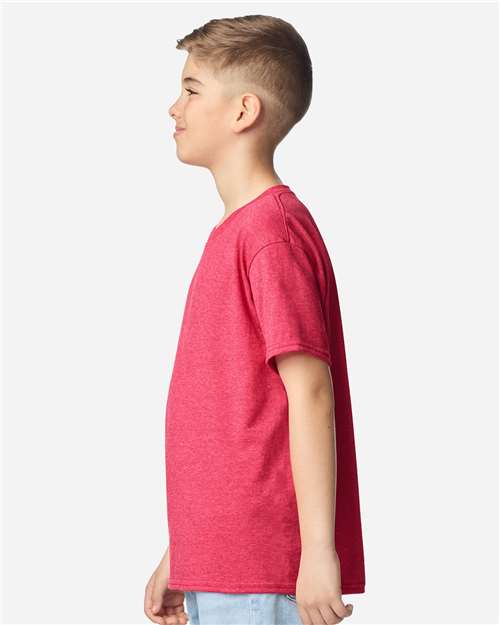 Gildan 5000B Youth Heavy Cotton T-Shirt - Heather Red - model side