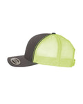 Yupoong 6606 Retro Trucker Cap - Charcoal/ Neon Green - side