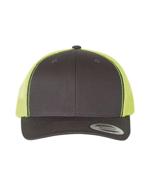 Yupoong 6606 Retro Trucker Cap - Charcoal/ Neon Green - front