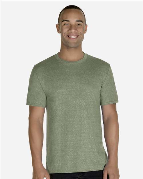 Jerzees 88MR Unisex Snow Heather Jersey T-Shirt - Military Green - model front