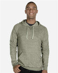 Jerzees 90MR Unisex Snow Heather French Terry Raglan Hooded Sweatshirt - Military Green - model front