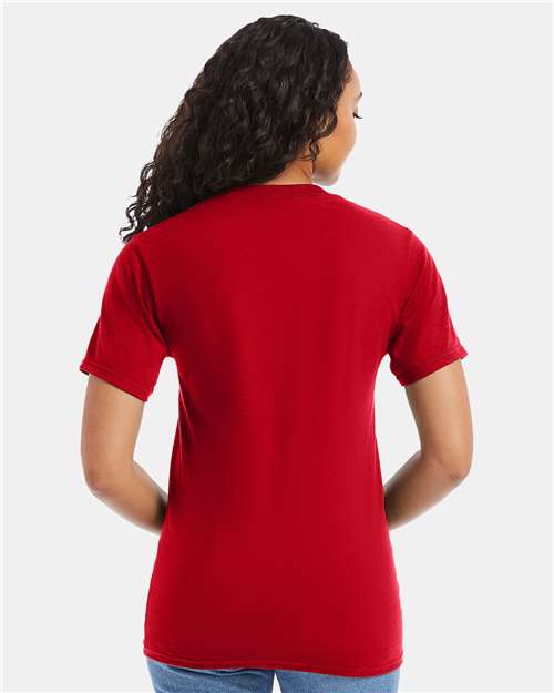 Hanes 5180 Unisex Beefy-T T-Shirt - Athletic Red - model back