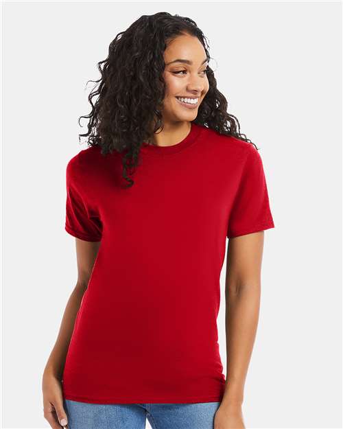 Hanes 5180 Unisex Beefy-T T-Shirt - Athletic Red - model front