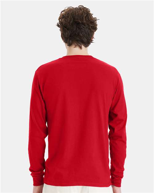 Hanes 5286 Essential-T Long Sleeve T-Shirt - Athletic Red - model back