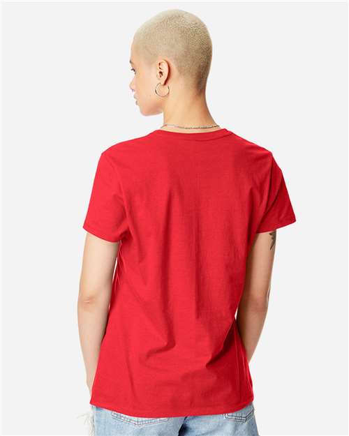 Hanes SL04 Women's Perfect-T T-Shirt - Athletic Red - model back