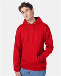 Hanes P170 EcoSmart Hooded Sweatshirt - Athletic Red - model front