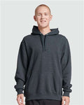 Jerzees 700MR Unisex Eco Premium Blend Ring-Spun Hooded Sweatshirt - Black Ink Heather - model front