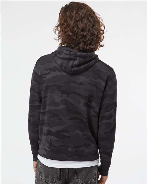 Independent Trading Co. AFX90UN Unisex Lightweight Hooded Sweatshirt - Black Camo - model back