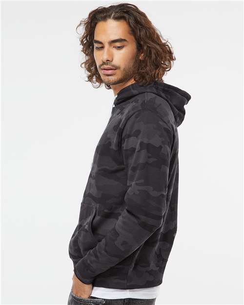 Independent Trading Co. AFX90UN Unisex Lightweight Hooded Sweatshirt - Black Camo - model side