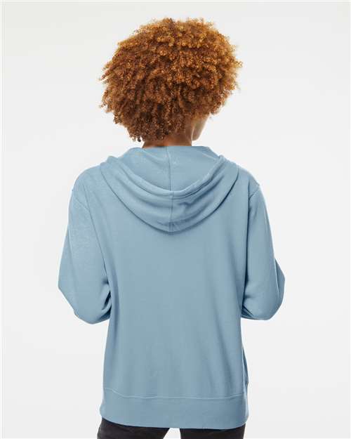 Independent Trading Co. AFX90UNZ Unisex Lightweight Full-Zip Hooded Sweatshirt - Misty Blue - model back
