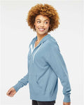 Independent Trading Co. AFX90UNZ Unisex Lightweight Full-Zip Hooded Sweatshirt - Misty Blue - model side