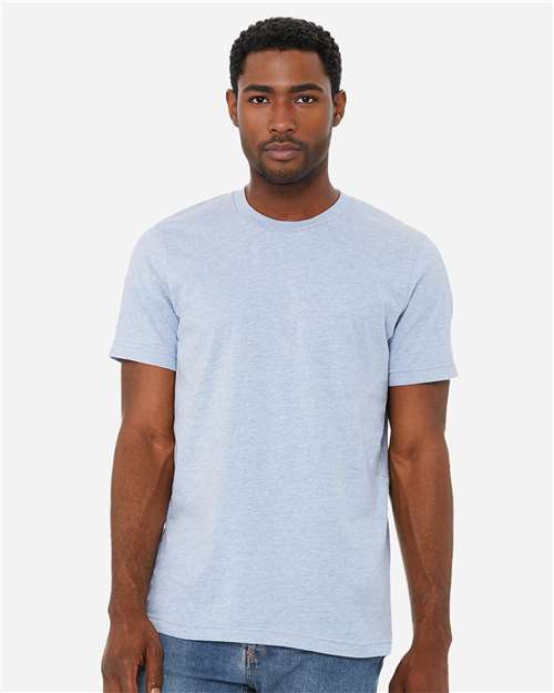 Bella+Canvas BC3001CVC Unisex Heather CVC Short Sleeve Tee - Heather Prism Blue - model front