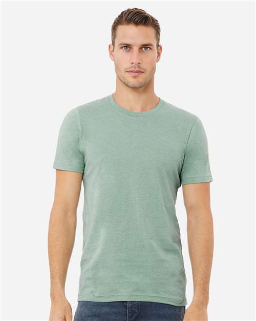 Bella+Canvas BC3001CVC Unisex Heather CVC Short Sleeve Tee - Heather Prism Dusty Blue - model front