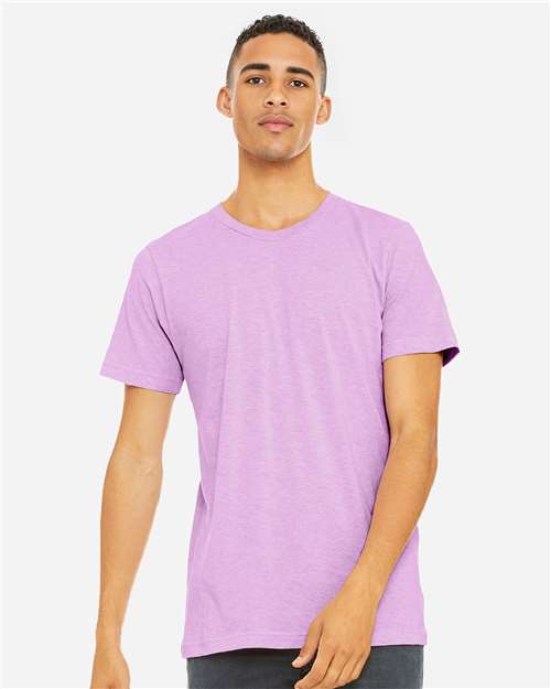 Bella+Canvas BC3001CVC Unisex Heather CVC Short Sleeve Tee - Heather Prism Lilac - model front