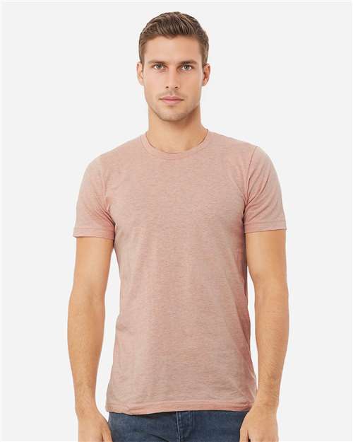 Bella+Canvas BC3001CVC Unisex Heather CVC Short Sleeve Tee - Heather Prism Peach - model front