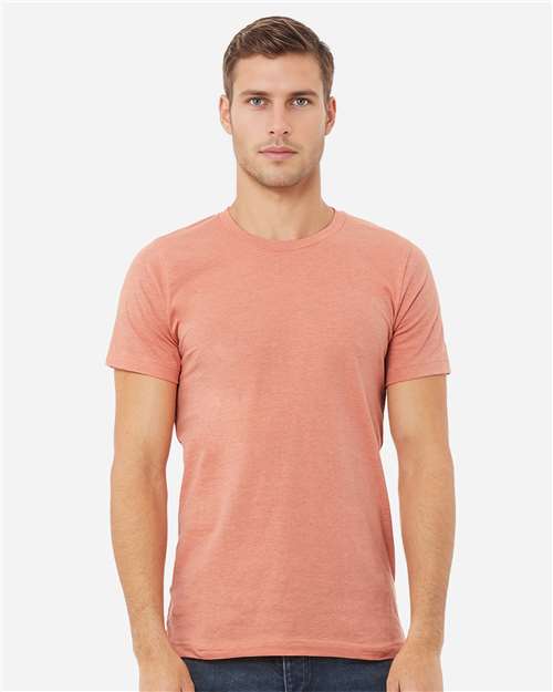 Bella+Canvas BC3001CVC Unisex Heather CVC Short Sleeve Tee - Heather Prism Sunset - model front