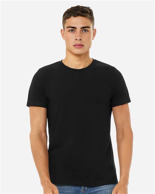 Bella+Canvas BC3001CVC Unisex Heather CVC Short Sleeve Tee - Solid Black Blend - model front