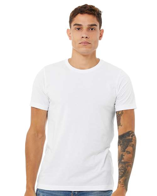 Bella+Canvas BC3001CVC Unisex Heather CVC Short Sleeve Tee - Solid White Blend - model front