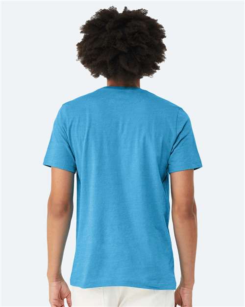 Bella+Canvas 3001CVC Unisex Heather CVC Short Sleeve Tee - Heather Aqua - model back