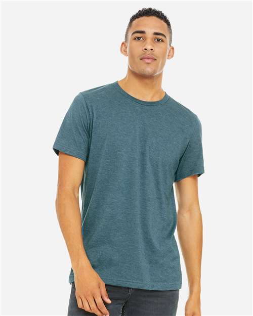 Bella+Canvas 3001CVC Unisex Heather CVC Short Sleeve Tee - Heather Deep Teal - model front