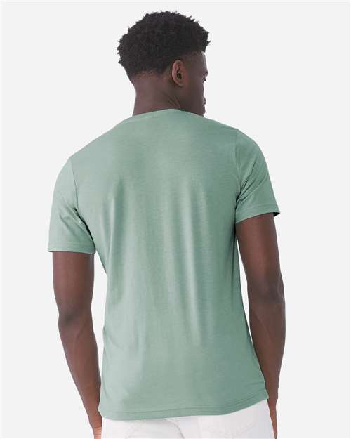 Bella+Canvas 3001CVC Unisex Heather CVC Short Sleeve Tee - Heather Dusty Blue - model back