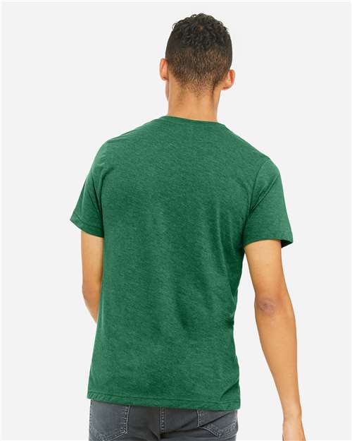 Bella+Canvas 3001CVC Unisex Heather CVC Short Sleeve Tee - Heather Grass Green - model back