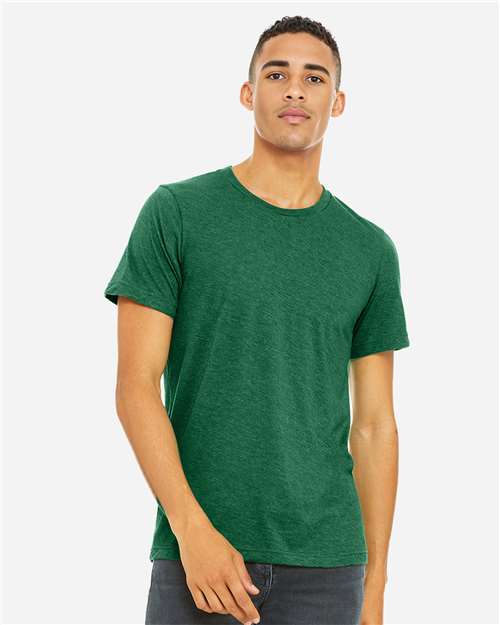 Bella+Canvas 3001CVC Unisex Heather CVC Short Sleeve Tee - Heather Grass Green - model front