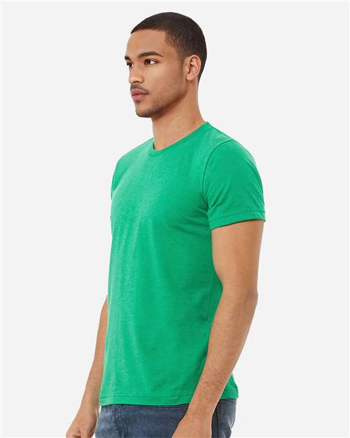 Bella+Canvas 3001CVC Unisex Heather CVC Short Sleeve Tee - Heather Kelly - model side