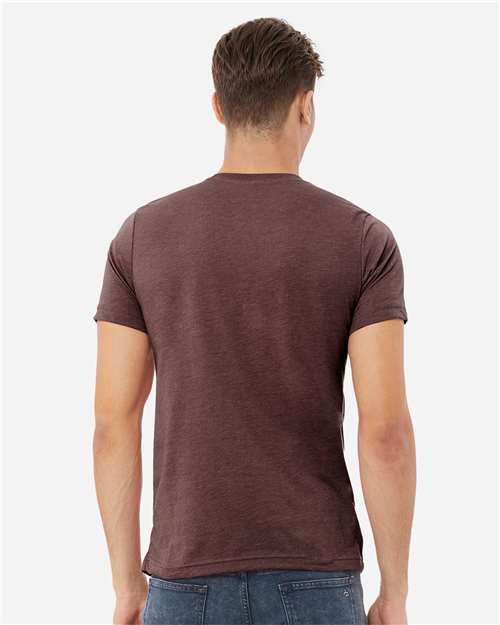 Bella+Canvas 3001CVC Unisex Heather CVC Short Sleeve Tee - Heather Maroon - model back