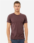 Bella+Canvas 3001CVC Unisex Heather CVC Short Sleeve Tee - Heather Maroon - model front