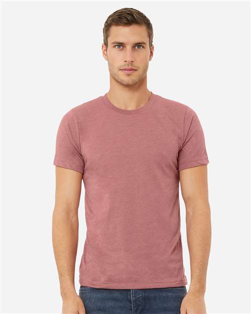 Bella+Canvas 3001CVC Unisex Heather CVC Short Sleeve Tee - Heather Mauve - model front