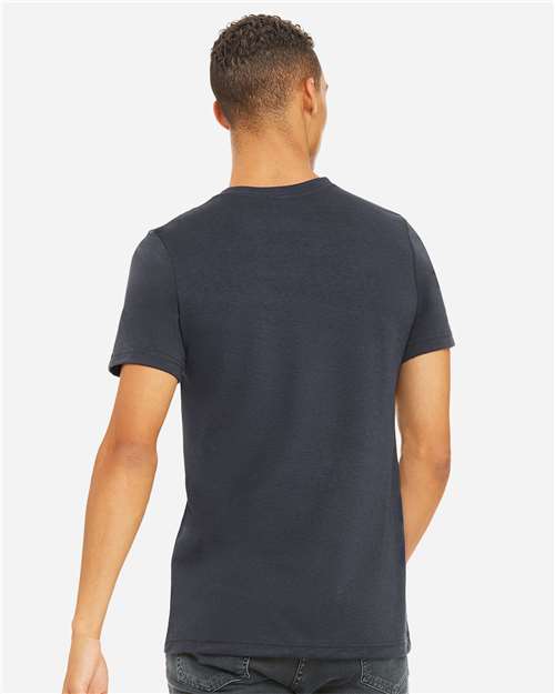 Bella+Canvas 3001CVC Unisex Heather CVC Short Sleeve Tee - Heather Midnight Navy - model back