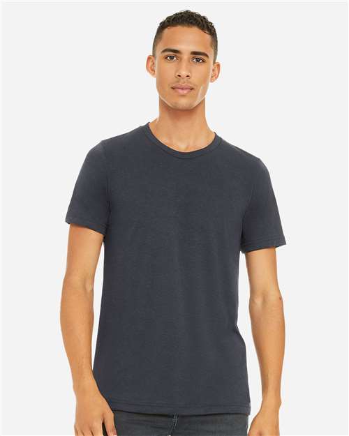 Bella+Canvas 3001CVC Unisex Heather CVC Short Sleeve Tee - Heather Midnight Navy - model front
