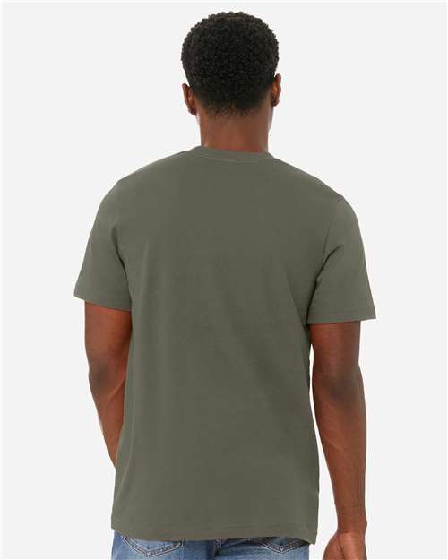 Bella+Canvas 3001CVC Unisex Heather CVC Short Sleeve Tee - Heather Military Green - model back