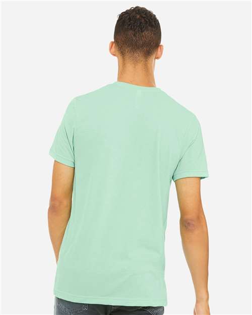 Bella+Canvas 3001CVC Unisex Heather CVC Short Sleeve Tee - Heather Mint - model back