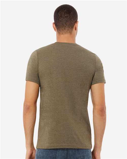 Bella+Canvas 3001CVC Unisex Heather CVC Short Sleeve Tee - Heather Olive - model back