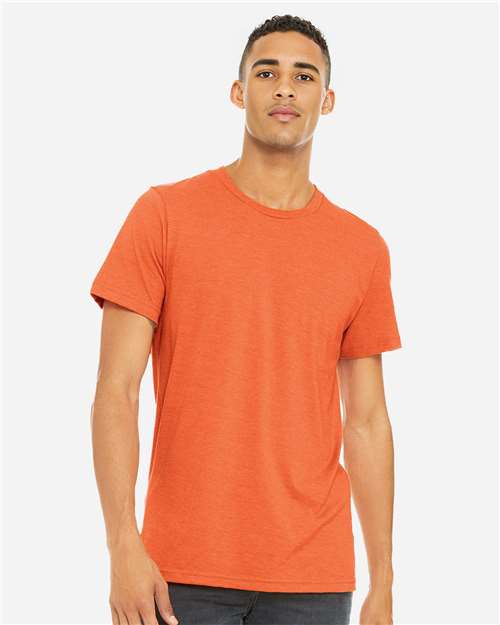 Bella+Canvas 3001CVC Unisex Heather CVC Short Sleeve Tee - Heather Orange - model front
