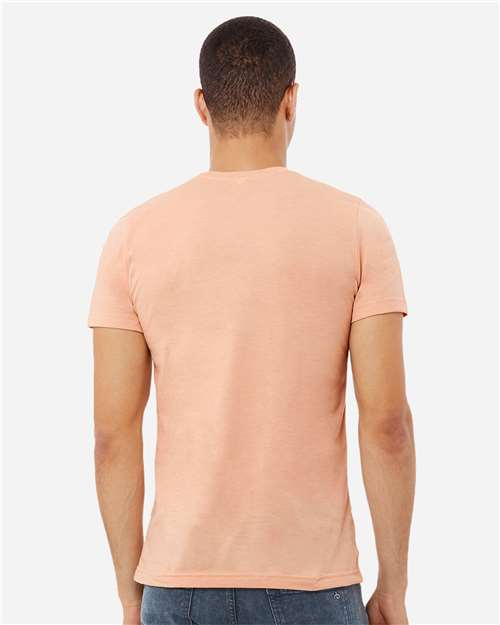 Bella+Canvas 3001CVC Unisex Heather CVC Short Sleeve Tee - Heather Peach - model back