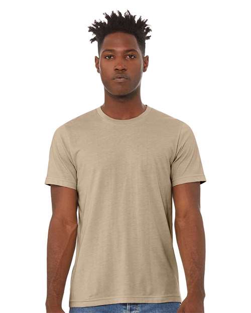 Bella+Canvas BC3001CVC Unisex Heather CVC Short Sleeve Tee - Heather Tan - model front