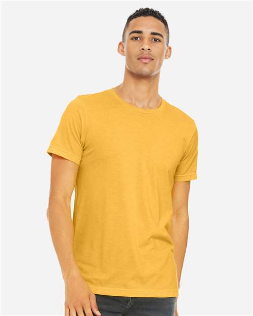Bella+Canvas BC3001CVC Unisex Heather CVC Short Sleeve Tee - Heather Yellow Gold - model front