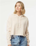 Independent Trading Co. AFX64CRP Women’s Lightweight Crop Hooded Sweatshirt - Bone - model front