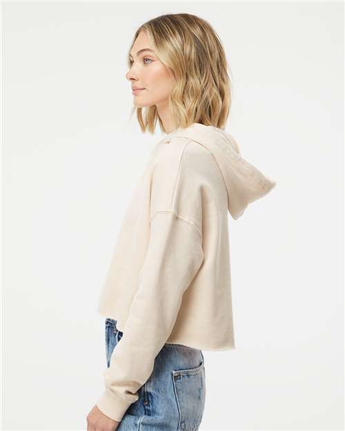Independent Trading Co. AFX64CRP Women’s Lightweight Crop Hooded Sweatshirt - Bone - model side