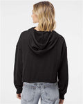 Independent Trading Co. AFX64CRP Women’s Lightweight Crop Hooded Sweatshirt - Black - model back