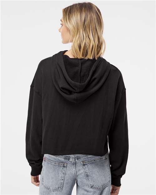 Independent Trading Co. AFX64CRP Women’s Lightweight Crop Hooded Sweatshirt - Black - model back