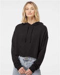 Independent Trading Co. AFX64CRP Women’s Lightweight Crop Hooded Sweatshirt - Black - model front