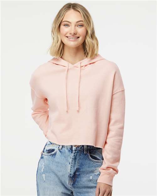 Independent Trading Co. AFX64CRP Women’s Lightweight Crop Hooded Sweatshirt - Blush - model front